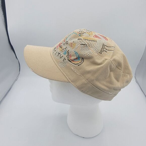 Women's Hat, Cap One Size Fits Most, Tan, Bejeweled, Brand New Mens - Picture 3 of 7